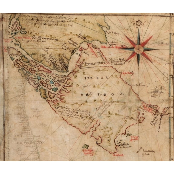 1630 Map Of Strait Of Magellan History (24 x 18)