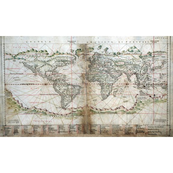 1630 Portuguese Map Of The World. Southern Continents History (24 x 18)