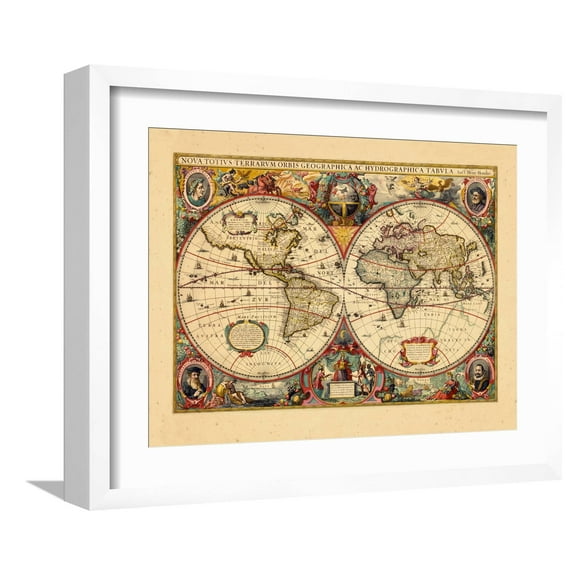 Art.com 1633, World Giclee Print, White Frame Wall Art, 21" x 17"