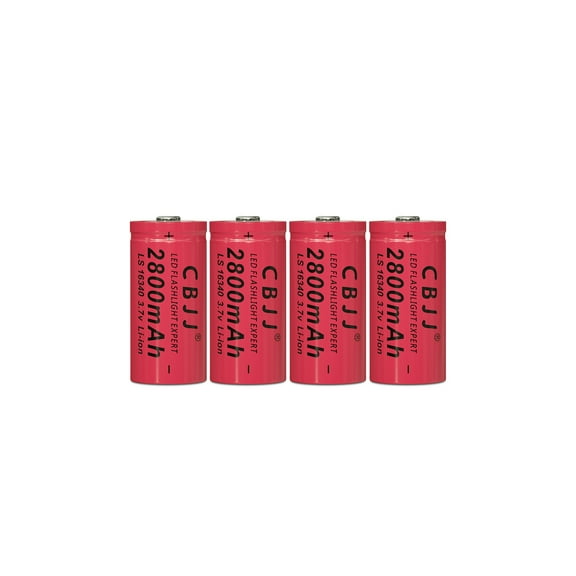 16340 Rechargeable Batteries 3.7V Cell 2800mAh for Flashlight US Shipping (Red)