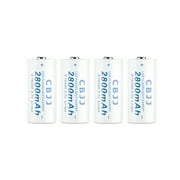16340 Rechargeable Battery Li-ion Cell 3.7V 2800mAh for Flashlight White