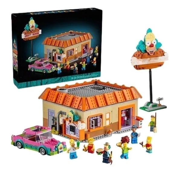 1635 PCS Cartoon Town Burger Restaurant Street View Building Blocks Diorama Model with Car & Minifigures, Ages 14+