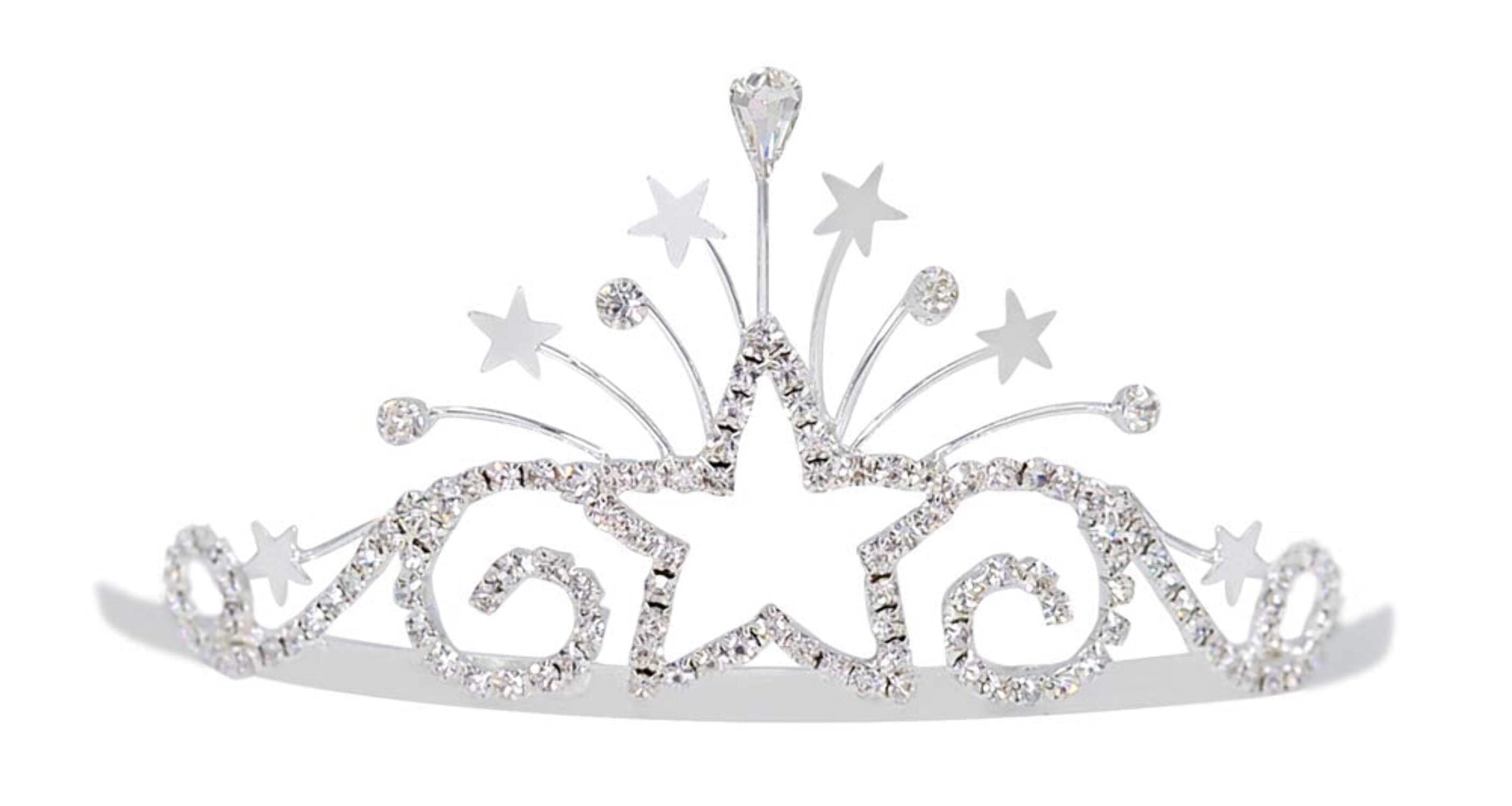 Star tiara crown wedding silver crystal headpiece cute princess SNOWH Crystal Crown Tiara - Rhinestone Princess Wedding  main image 3