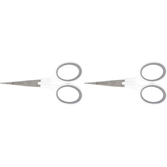 16380-001 4" Curved Blade Titanium Embroidery Scissors for Crafting, White/Gray (Pack of 2)