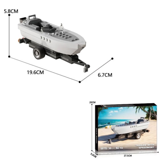 163PCS Tugboat Building Blocks Trailer With Sea Speedboat Model Bricks Desktop Decoration Education Toys For Kids Holiday Gifts