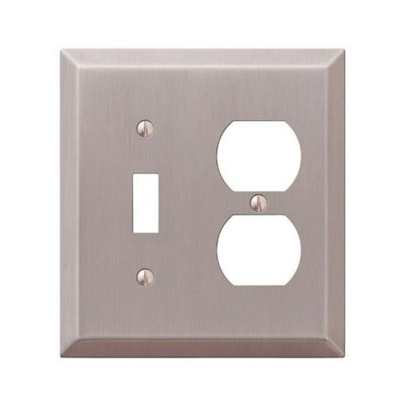 163TDBN 1 Toggle 1 Duplex Wall Plate  Brushed Nickel