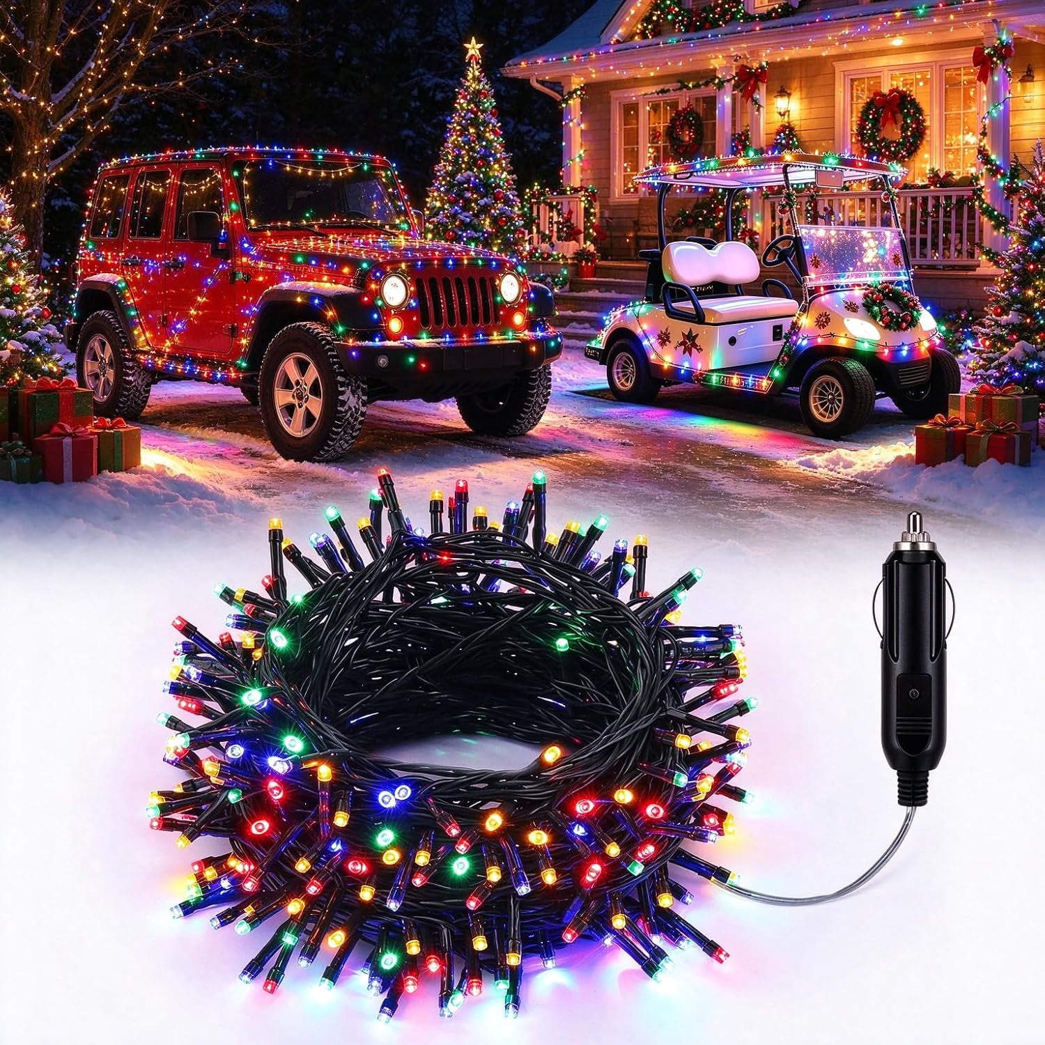 Camp Light String 164.04 FT Plug-In Car String Lights, Colorful LED Lights for Christmas ...