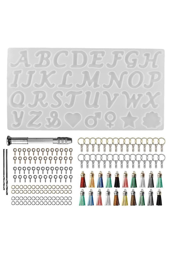 164Alphabet Silicone Resin Molds,Letter Keychain Molds DIY Keychain Making Kit