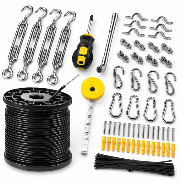 164 Ft Nylon Coated 304 Stainless Steel Outdoor String Light Hanging Kit
