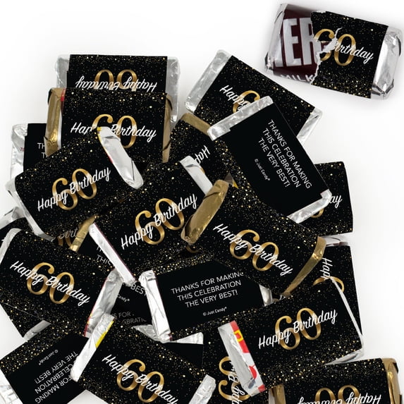 136 Pcs 60th Birthday Candy Party Favors Hershey's Miniatures Chocolate - No Assembly Required