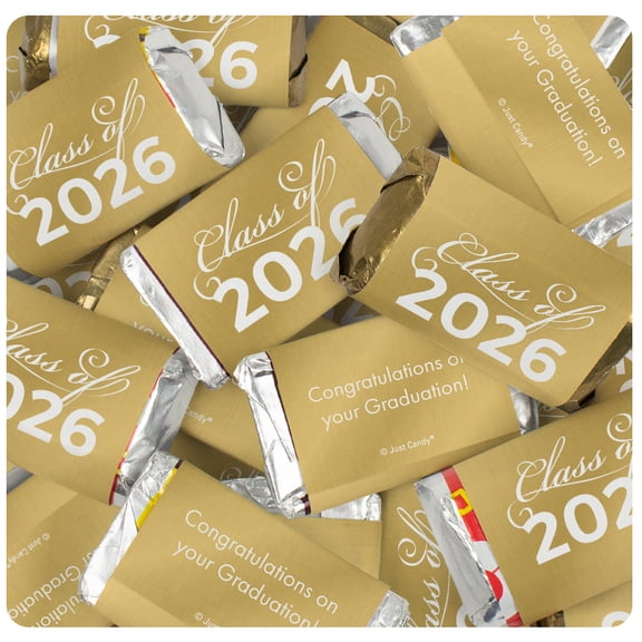 136 Pcs Gold Graduation Candy Favors Class Of 2026 Wrapped Miniatures (2.5lb Bag)