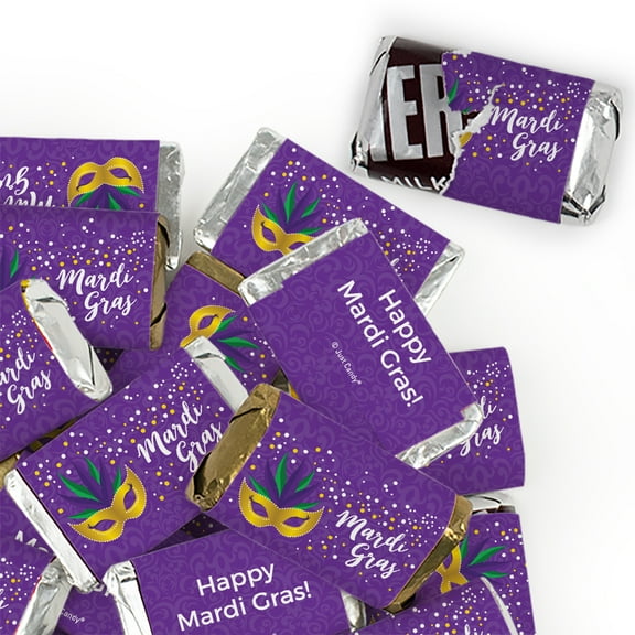 136 Pcs Mardi Gras Candy Favors Hershey's Miniatures Chocolate By Just Candy - Confetti