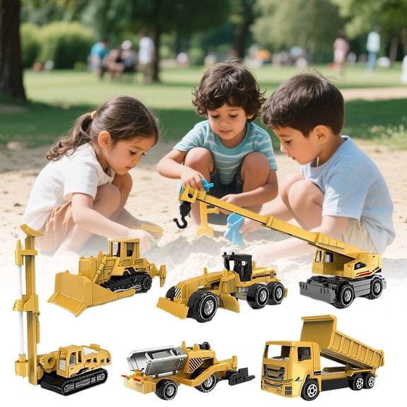 Educational 164 Scale Alloy Construction Vehicle 5 Piece Set Mini Excavator Mixer & Models Heavy Duty Toy for Kids