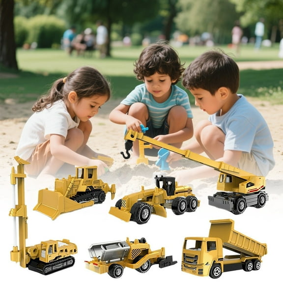 164 Scale Heavy Duty Alloy Construction Vehicle 5 Piece Set with Mini Excavator and Mixer Toy Models for Educational Play