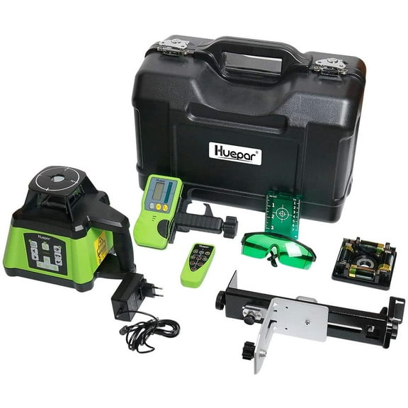 1640Ft/500M Self-Leveling Rotary Laser Level with Plumb Points, Green Rotary Laser Tool Kit with Receiver, Remote Control and Goggles
