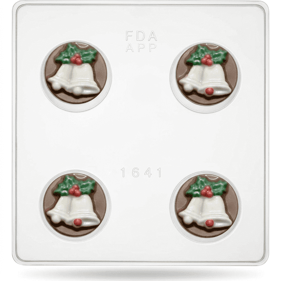 Candy Molds N More 4 Cavity Christmas Bells Cookie Chocolate Candy Mold (1641)