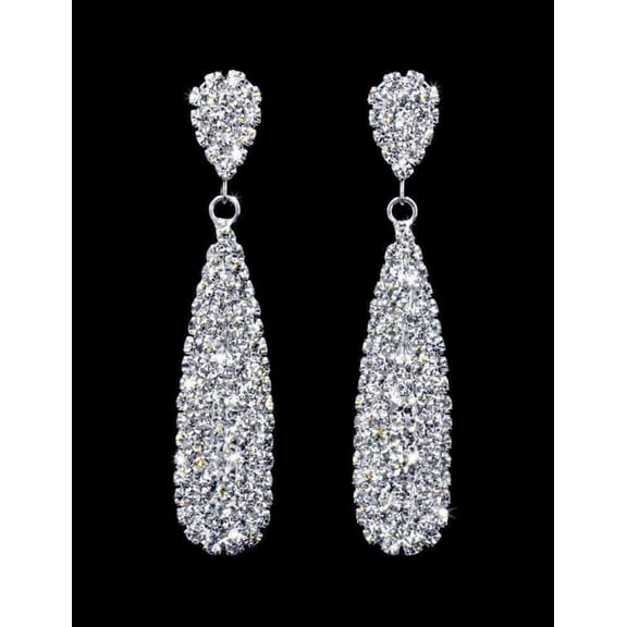 #16482 - Rounded Rhinestone Pear Drop Earring - 2.5"