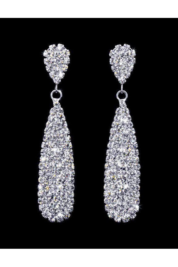 #16482 - Rounded Rhinestone Pear Drop Earring - 2.5"