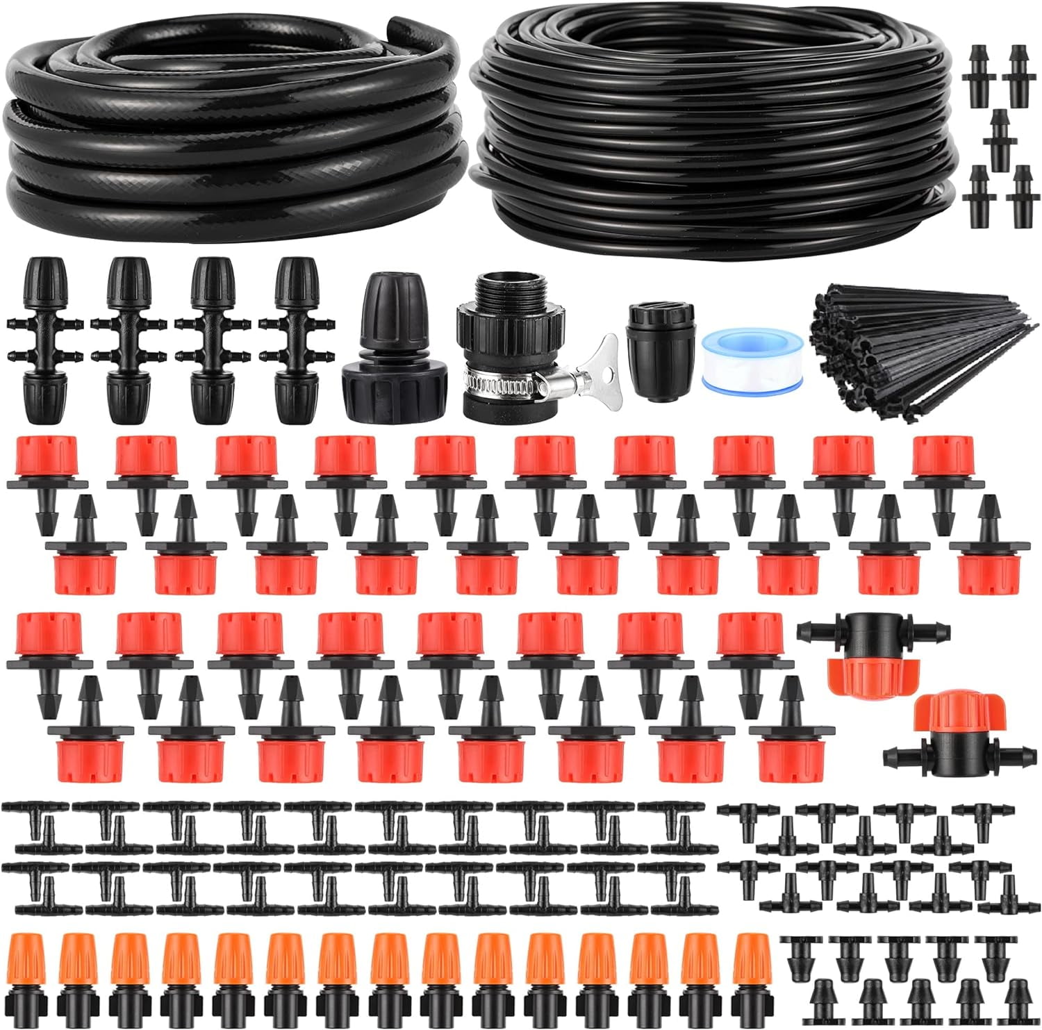 164FT 190 Pcs Drip Irrigation Kit,Garden Irrigation System 1/4" 1/2
