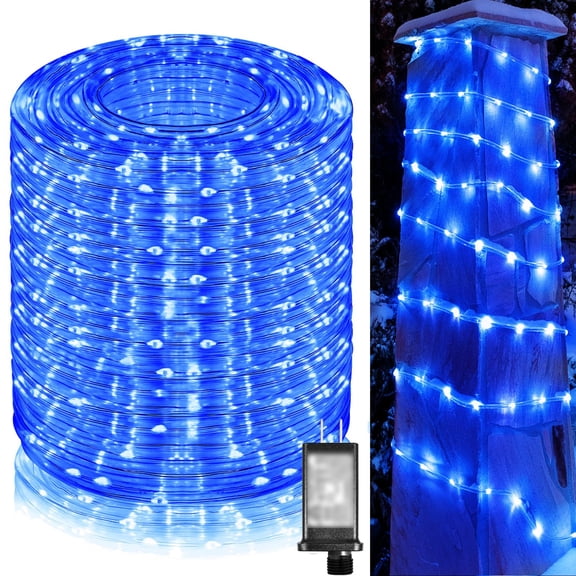 164FT 500 LED Plug-in Rope Lights, Waterproof Outdoor String Lights with 8 Modes, Clear Tube Decor Lights for Indoor Bedroom, Garden, Deck, Patio, Pool, Landscape, Holiday Party, Blue