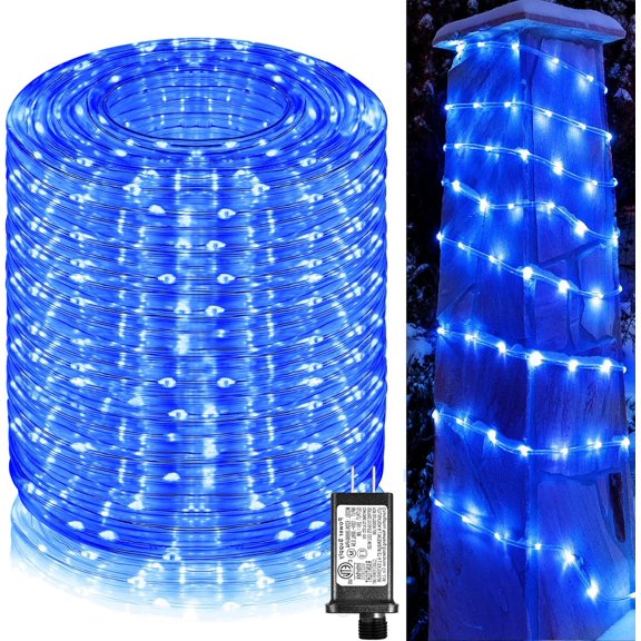 164FT 500 LED Rope Lights for Outside, Plug in Rope Lights Outdoor Waterproof, 8 Modes Clear Tube Light for Indoor Bedroom Garden Deck Patio Pool Landscape Party Decorations, Blue