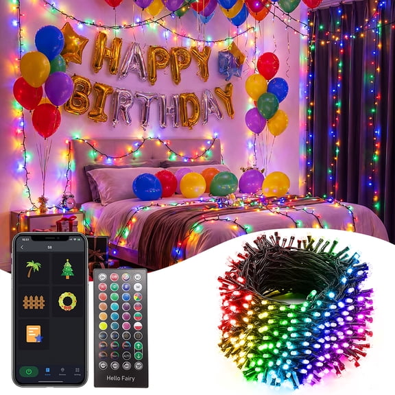 164FT 500 LED Smart String Lights Color Changing Programmable APP Remote Control Music Timer Dimmable Christmas Fairy Twinkle Lights Plug in for Tree Wedding Xmas