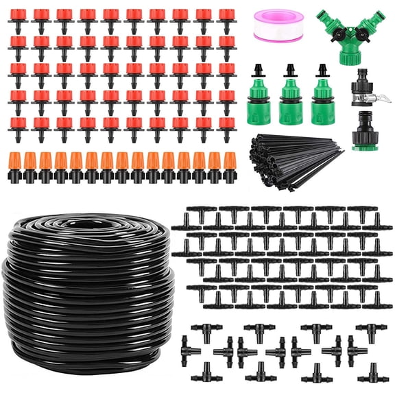 164FT Automatic Drip Irrigation Kit Adjustable Mist Drip Watering System For Garden Lawn Greenhouse Patio Plants