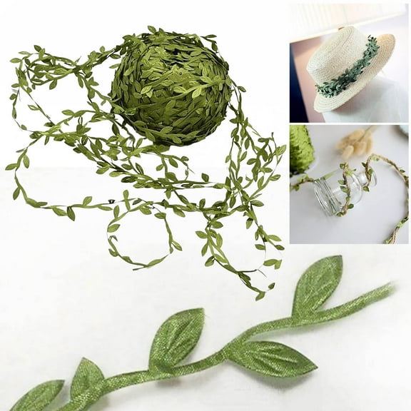 164Ft Leaf Ribbon, Artificial Vines Leaves String Trim Ribbon Wild Jungle Botanical Greenery for Gift Wrapping, Wedding Party, Home Decoration, DIY Craft