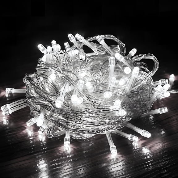 164ft 500 LED String Lights Indoor Outdoor, Cold White Christmas Lights Clear Wire, 8 Modes Waterproof Twinkle Fairy String Lights Plug in for Tree Room Bedroom Wedding Holiday Decorations