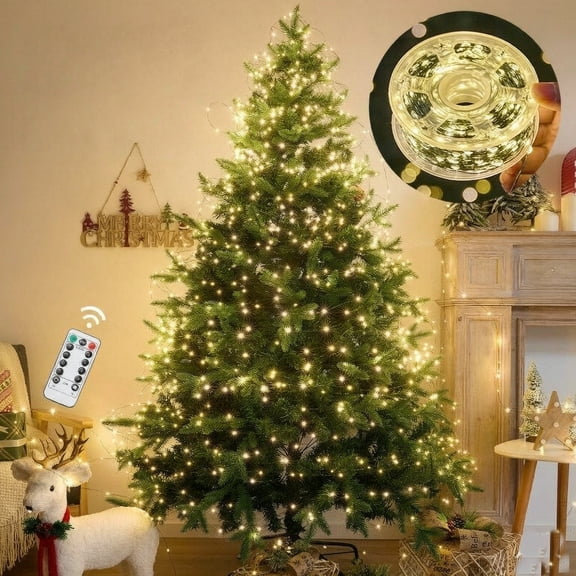 164ft LED Christmas Tree Light String, Warm White Decorative Light, 500 LED Bead Dark Green Line