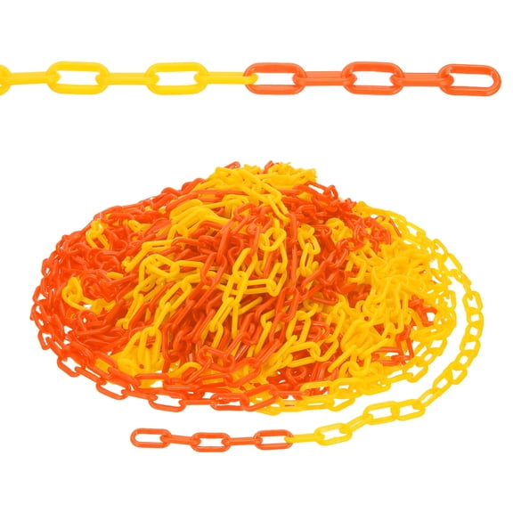164ft Plastic Barrier Chain, Safety Barrier Chain Plastic Chain Links Crowd Control Barrier for Fence Gate Garden Construction Driveway Elevator Parking Lot, Orange White