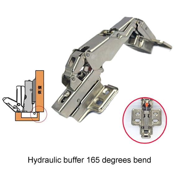 165 Degree Soft Close Hinge for Cabinet Doors, Half Overlay Design for Safe and Quiet Closing, Perfect for Renovation Projects (Self unloading hydraulic large bend 165 degrees)
