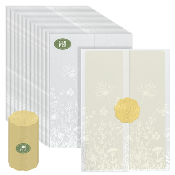 165 Pcs Wedding Vellum Jackets Bulk for 5x7 Invitations Vellum Paper Wedding Invitation Accessories Kit Envelope Inserts Liners for Bridal Shower Baby Shower Birthday Mother