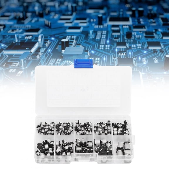 165-Piece Aluminum Electrolytic Capacitor Assortment Kit 0.47uF to 470uF 16V to 50V SMD Electronics Components Pack (5.11 x 2.75 x 0.78 inches / 13.0 x 7.0 x 2.0 cm)