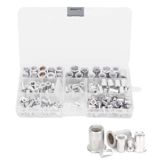 165-Piece Aluminum Rivet Nut Assortment Kit Threaded Insert Nutsert Accessory Set M3 M4 M5 M6 M8 M10 Hardware Fasteners for Home Improvement Automotive Repair