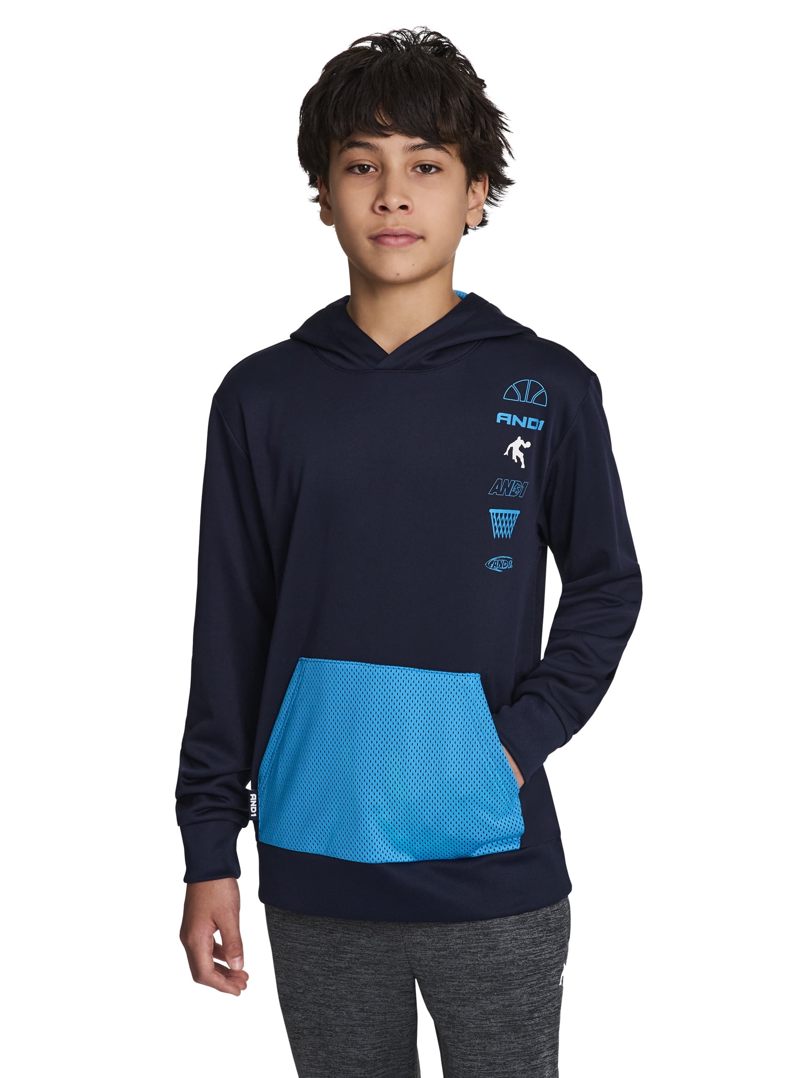 AND1 Boy's Athletic Buzzer Beater Pullover Hoodie, Sizes 4-18