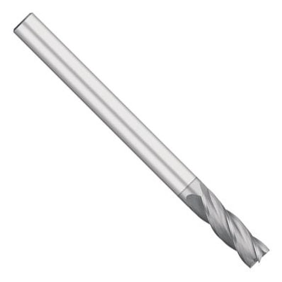 165867 Made Solid Carbide End Mill, TICN Coated, 4 Flute, 1/8" Shank, 1" Length of Cut, 3" Overall Length, 1/8" Diameter