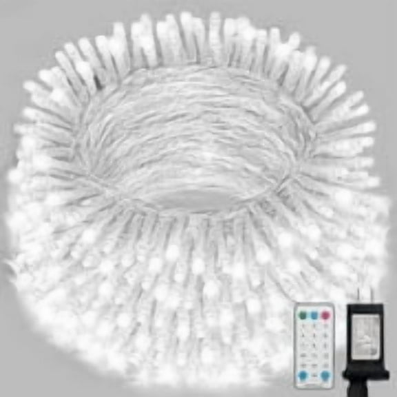 165FT 500 LED String Lights, Cool White Fairy Lights Plug in, 16 Modes Transparent Wire, 3m Power Cord, 29V Low Voltage for Indoor Outdoor Christmas Wedding Decoration (Reel Size: 19.8619.8cm)