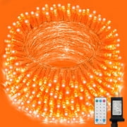 165FT 500 LED String Lights, Orange Fairy Lights Plug in, 16 Modes Transparent Orange Wire, 3m Power Cord, 29V Low Voltage for Indoor Outdoor Christmas Wedding Decoration