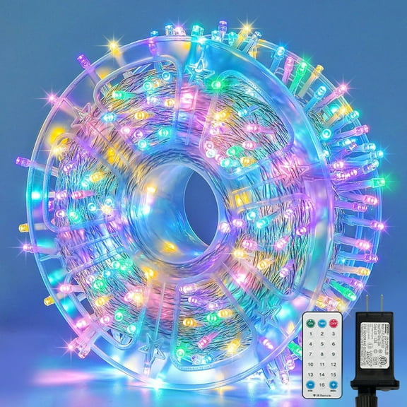 165FT 500 LED String Lights, Pastel Multicolor (Light Green/Warm White/Pink/Light Blue/Purple) Fairy Lights Plug in, 16 Modes Transparent Wire, 3m Power Cord, 29V Low Voltage for Indoor Outdoor Decor