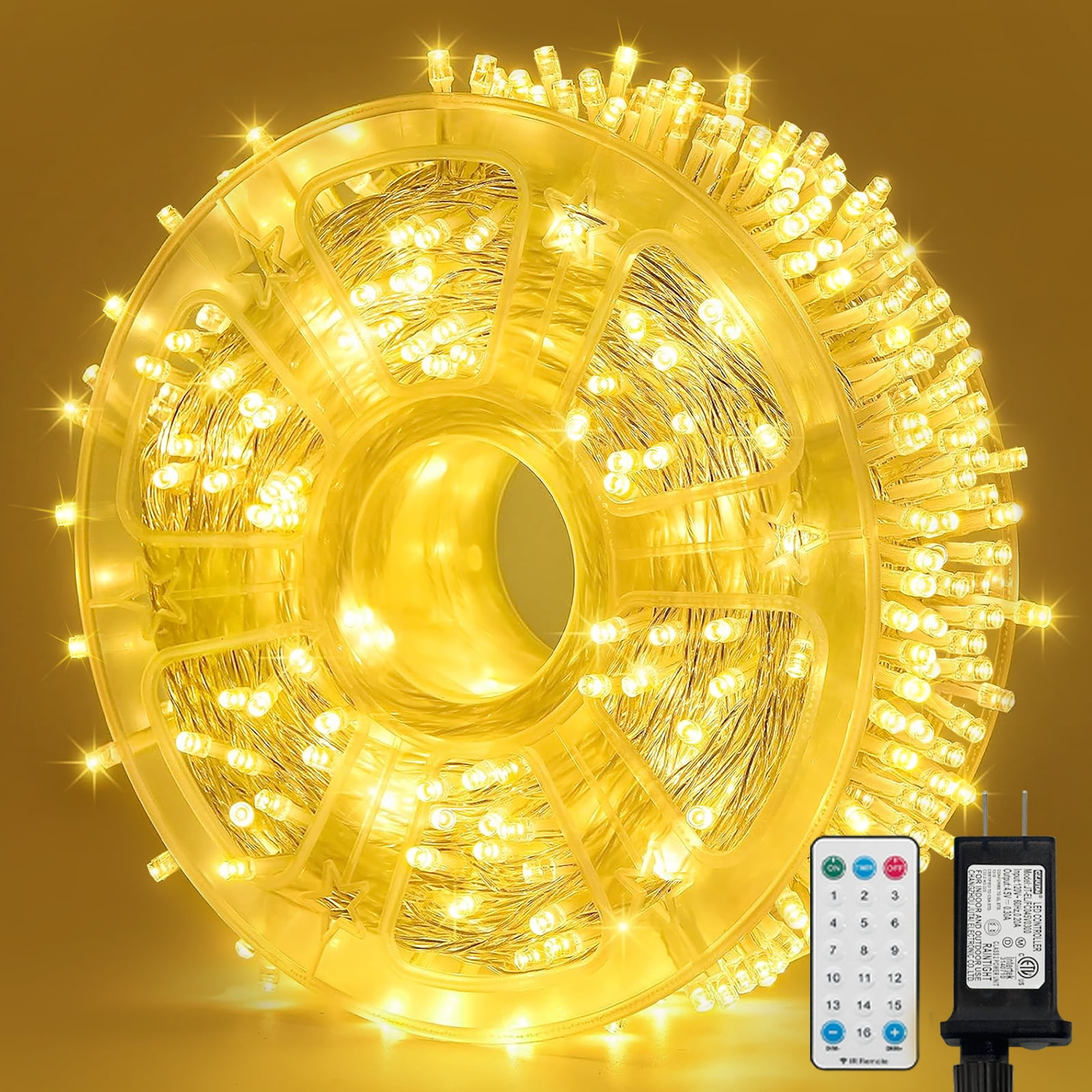 165FT 500 LED String Lights, Warm White Fairy Lights Plug in, 16 Modes ...