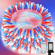 165FT 500 LED String Lights, White/Red/Blue Fairy Lights Plug in, 16 Modes Transparent Wire, 3m Power Cord, 29V Low Voltage for Indoor Outdoor Christmas Wedding Decoration
