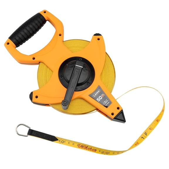 165FT/50M Heavy Duty Fiberglass Tape Measure - 1/2-Inch Wide, Dual Inch/Metric Scale, Durable Open Reel Measuring Tape for Surveying, Engineering, Runway Construction