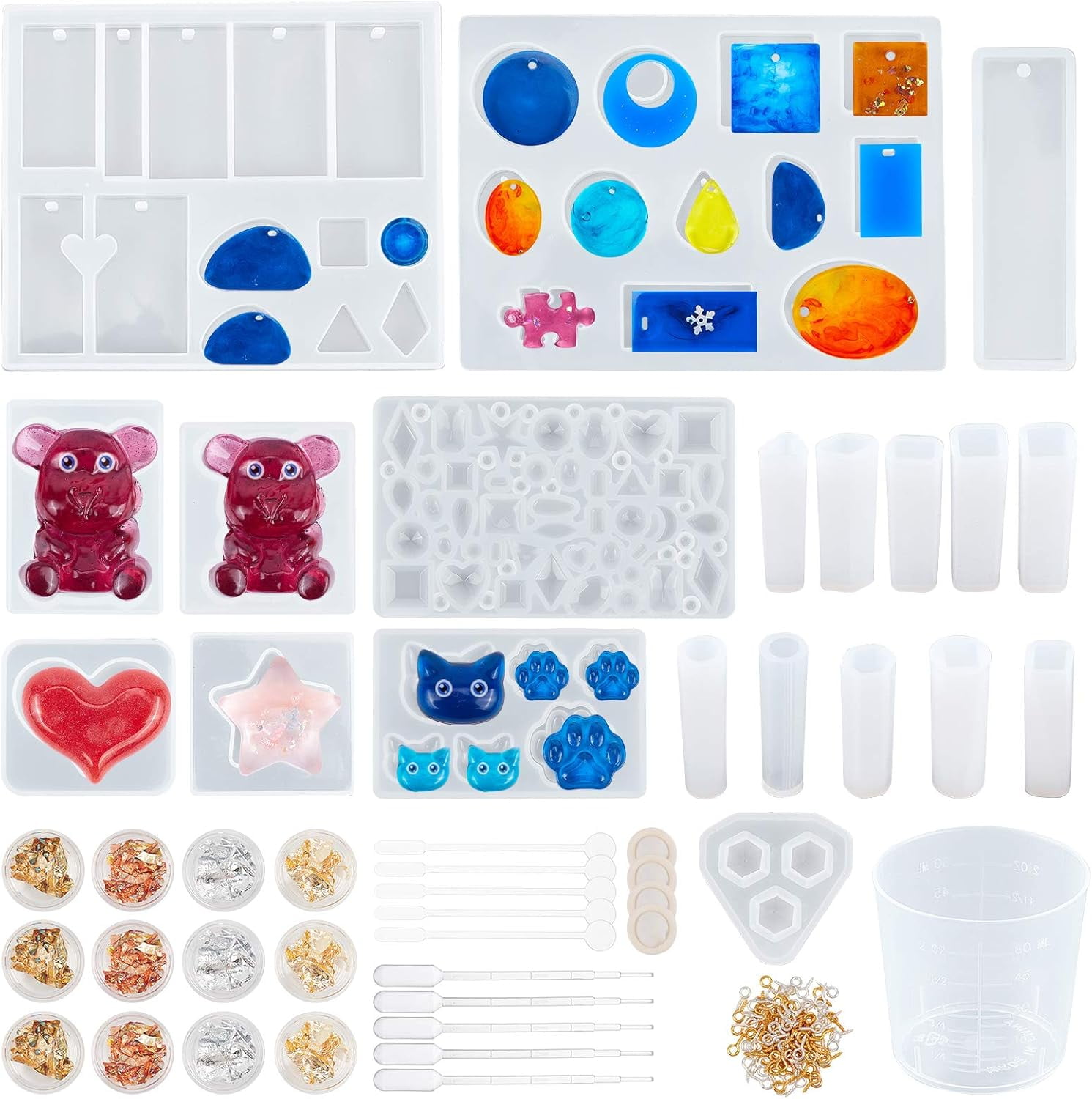 165pcs Silicone Casting Resin Molds Tools Set Pendant Making Resin Silicon Mold for Jewelry Resin Mold Making DIY