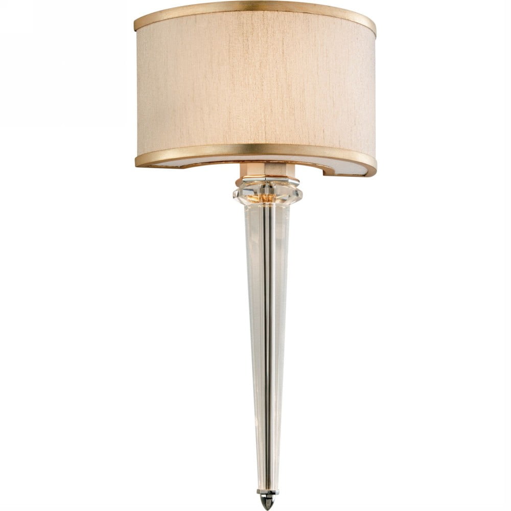 Ivory Ice and Silver Leaf Crystal Wall Sconce