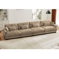 thumbnail image 1 of 166" Modular Sectional Sofa Cloud Couch, Comfy Velvet Deep Seat Couch with Round Bolster Armrests, Waist Pillow and Throw Pillows for Living Room Bedroom Apartment Office, Camel, 1 of 7