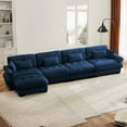 thumbnail image 1 of 166" Oversized Couch, 4 Seater Modular Sectional Sofa, Blue Large L Shaped Sectional Couches for Living Room, Fluffy Couch Set, 4 Seater, Velvet Cloud Couch with Ottoman, Sofas for Living Room, 1 of 12