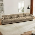 thumbnail image 1 of 166" Oversized Couch, 4 Seater Modular Sectional Sofa, Camel Large Sectional Couches for Living Room, Fluffy Couch Set, 4 Seater Velvet Cloud Couch with 6 Pillows, Deep Seat Sofas for Living Room, 1 of 12