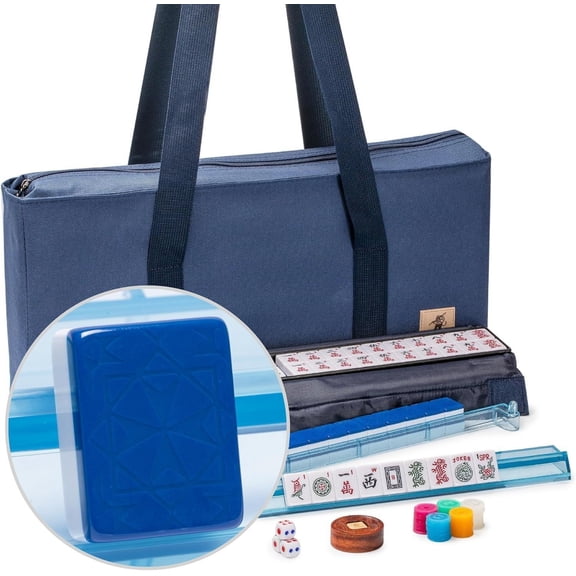 166 Pieces American Mahjong Set, Portable Mahjong Game with Racks, Dice, Chips & Carry Bag for Family Party Travel