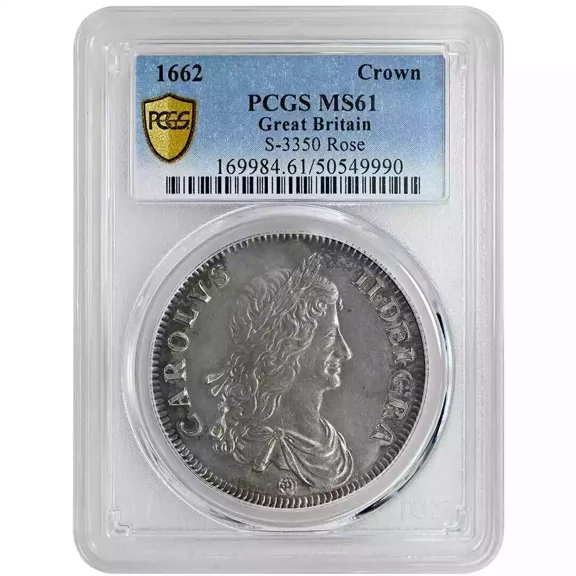 Great Britain Mint 1662 Crown Charles II, PCGS MS61 GREAT BRITAIN Rare Coin
